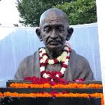 A bust of Gandhi installed on the lawns of the Consulate