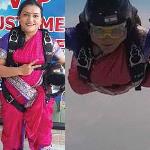 SKYDIVING IN A SARI